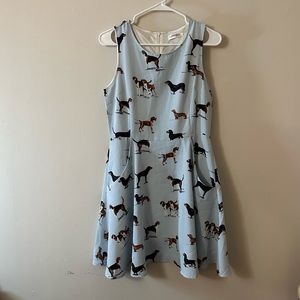 Blue Hound Dog Dress with Pockets